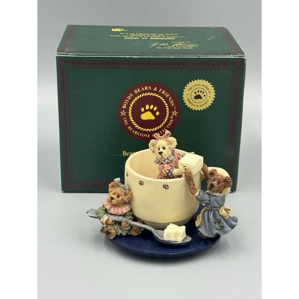 1999 Boyds Bears Prissie, Sissie & Missie Fixin Tea For 3 Bearstone Collection